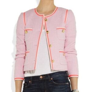 Jcrew Pink Tweed Collarless Blazer(Size 8)